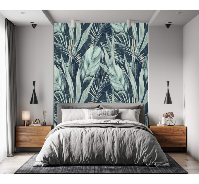 Botanical wallpaper large leaves Peel and stick removable or Traditional accent wallpaper tropical