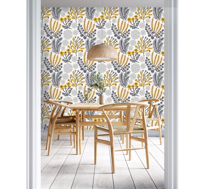 Floral wallpaper meadow wildflowers Peel and stick removable or Traditional non woven wallpaper