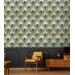 Art deco wallpaper fans teal green gold non metallic luxury wallpaper Peel and stick removable or Traditional