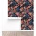 Dark botanical wallpaper herbs and wildflowers Peel and stick or Traditional non woven accent wallpaper