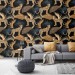 Tropical wild animals wallpaper with jaguars Peel and stick removable or Traditional non woven wallpaper palm leaves