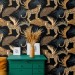 Tropical wild animals wallpaper with jaguars Peel and stick removable or Traditional non woven wallpaper palm leaves