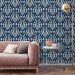 Art Deco style wallpaper dark blue Peel and stick removable or Traditional non woven wallpaper