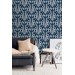 Art Deco style wallpaper dark blue Peel and stick removable or Traditional non woven wallpaper