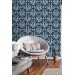 Art Deco style wallpaper dark blue Peel and stick removable or Traditional non woven wallpaper