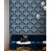 Art Deco style wallpaper dark blue Peel and stick removable or Traditional non woven wallpaper