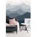 Foggy landscape wallpaper mural Misty mountains Peel and stick removable or Traditional accent wall mural