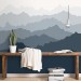 Foggy landscape wallpaper mural Misty mountains Peel and stick removable or Traditional accent wall mural