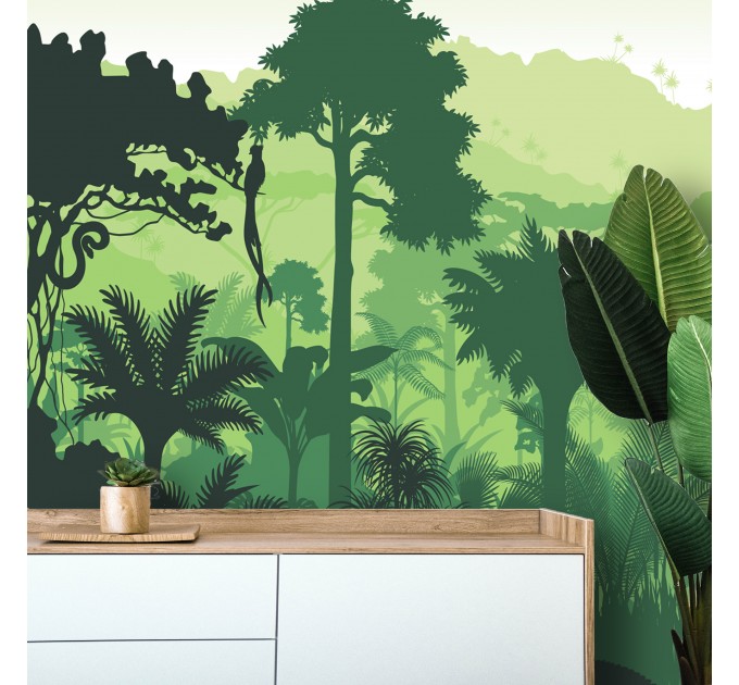 Jungle wallpaper mural for kids room Peel and stick removable or Traditional non woven accent wall