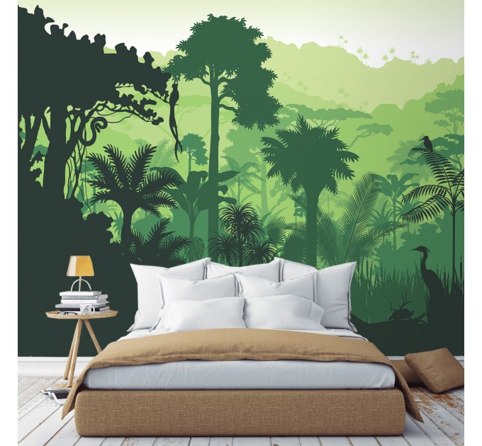 Jungle wallpaper mural for kids room Peel and stick removable or Traditional non woven accent wall