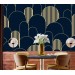 Art deco wallpaper geometric dark blue arches