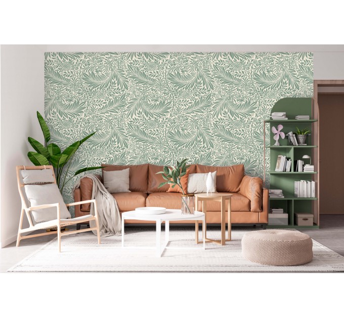 Vintage botanical wallpaper leaves and flowers retro design