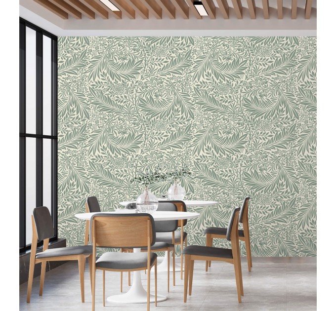 Vintage botanical wallpaper leaves and flowers retro design