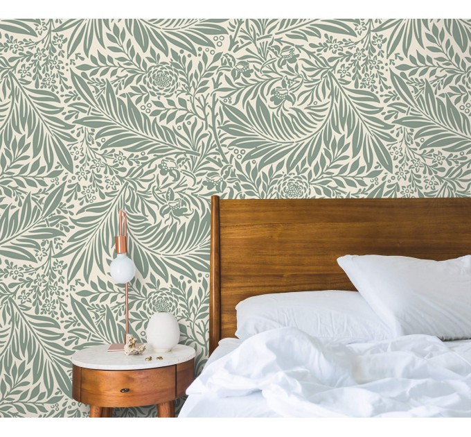 Vintage botanical wallpaper leaves and flowers retro design