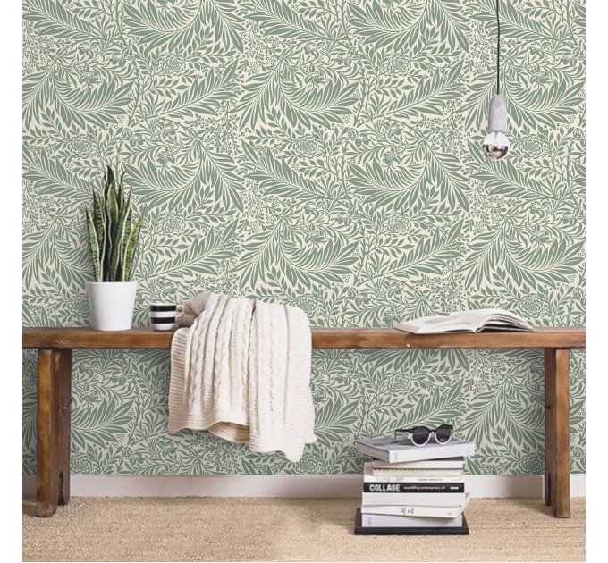 Vintage botanical wallpaper leaves and flowers retro design