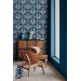 Art Deco style wallpaper dark blue Peel and stick removable or Traditional non woven wallpaper