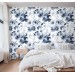 Floral wallpaper watercolor blue white flowers Peel and stick removable or Traditional accent wallpaper