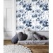 Floral wallpaper watercolor blue white flowers Peel and stick removable or Traditional accent wallpaper