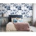 Floral wallpaper watercolor blue white flowers Peel and stick removable or Traditional accent wallpaper