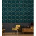 Art deco dark green wallpaper gold circles non metallic