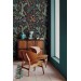 Botanical wallpaper leaves Peel and stick removable or Traditional non woven wallpaper herbs on dark