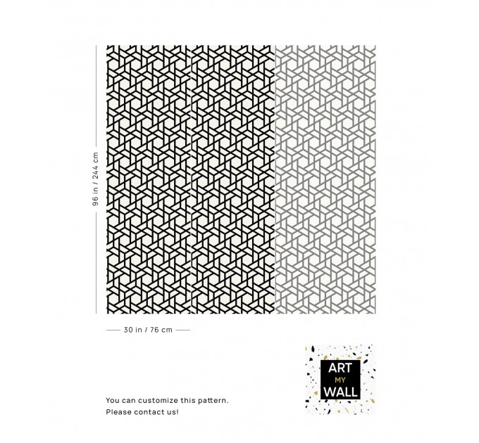 Geometric wallpaper black and white Peel and stick removable or Traditional non woven