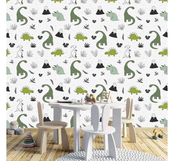 Dinosaur wallpaper kids boys room dino wall paper Peel and stick removable or Traditional wallpaper