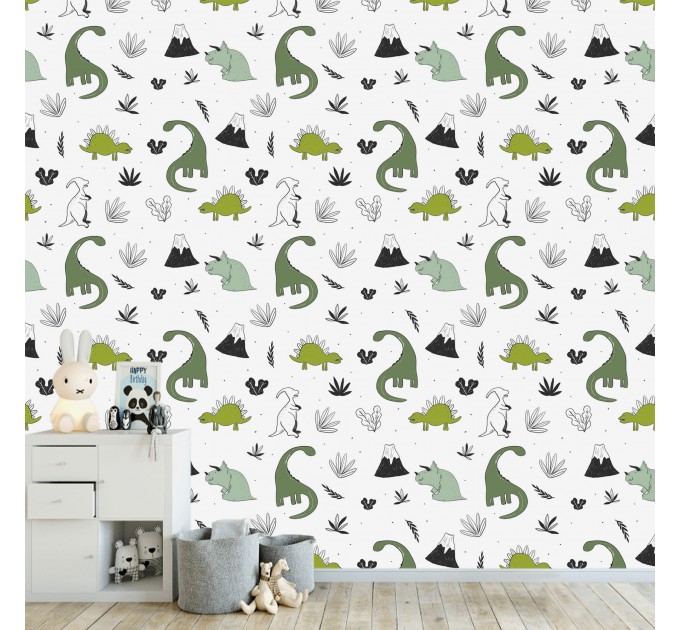 Dinosaur wallpaper kids boys room dino wall paper Peel and stick removable or Traditional wallpaper