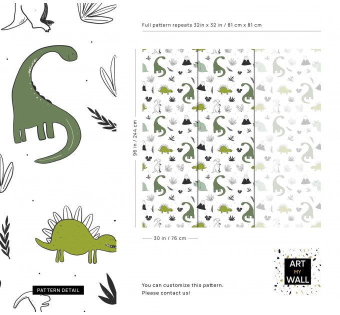 Dinosaur wallpaper kids boys room dino wall paper Peel and stick removable or Traditional wallpaper