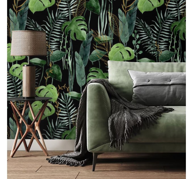 Tropical Removable Wallpaper, Tropical Leaves Peel and Stick Wall Decor, Botanical Traditional Wall Covering, W159 popular