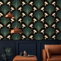 Art deco wallpaper fans dark teal elegant decor