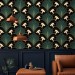 Art deco wallpaper fans dark teal elegant decor