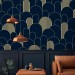 Art deco wallpaper geometric dark blue arches