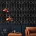 Art deco black gold non metallic luxury wallpaper Peel and stick removable or Traditional accent dark wall