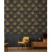 Art deco wallpaper fans black gold non metallic luxury wallpaper Peel and stick removable or Traditional