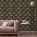 Art deco wallpaper fans black gold non metallic luxury wallpaper Peel and stick removable or Traditional