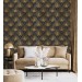 Art deco wallpaper fans black gold non metallic luxury wallpaper Peel and stick removable or Traditional