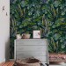 Dark Tropical wallpaper banana leaves Peel and stick removable or Traditional accent wallpaper