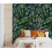 Dark Tropical wallpaper banana leaves Peel and stick removable or Traditional accent wallpaper