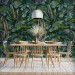 Dark Tropical wallpaper banana leaves Peel and stick removable or Traditional accent wallpaper