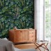 Dark Tropical wallpaper banana leaves Peel and stick removable or Traditional accent wallpaper