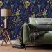 Dark floral wallpaper botanical herbs and wildflowers Peel and stick or Traditional non woven wallpaper