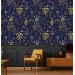 Dark floral wallpaper botanical herbs and wildflowers Peel and stick or Traditional non woven wallpaper