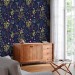 Dark floral wallpaper botanical herbs and wildflowers Peel and stick or Traditional non woven wallpaper