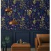 Dark floral wallpaper botanical herbs and wildflowers Peel and stick or Traditional non woven wallpaper