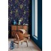 Dark floral wallpaper botanical herbs and wildflowers Peel and stick or Traditional non woven wallpaper