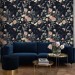 Dark floral wallpaper elegant flowers Peel and stick removable or traditional non woven