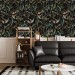 Dark floral wallpaper secret garden Leaves and flowers Peel and stick removable or Traditional wallpaper