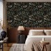 Dark floral wallpaper secret garden Leaves and flowers Peel and stick removable or Traditional wallpaper