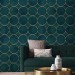 Art deco dark green wallpaper gold circles non metallic